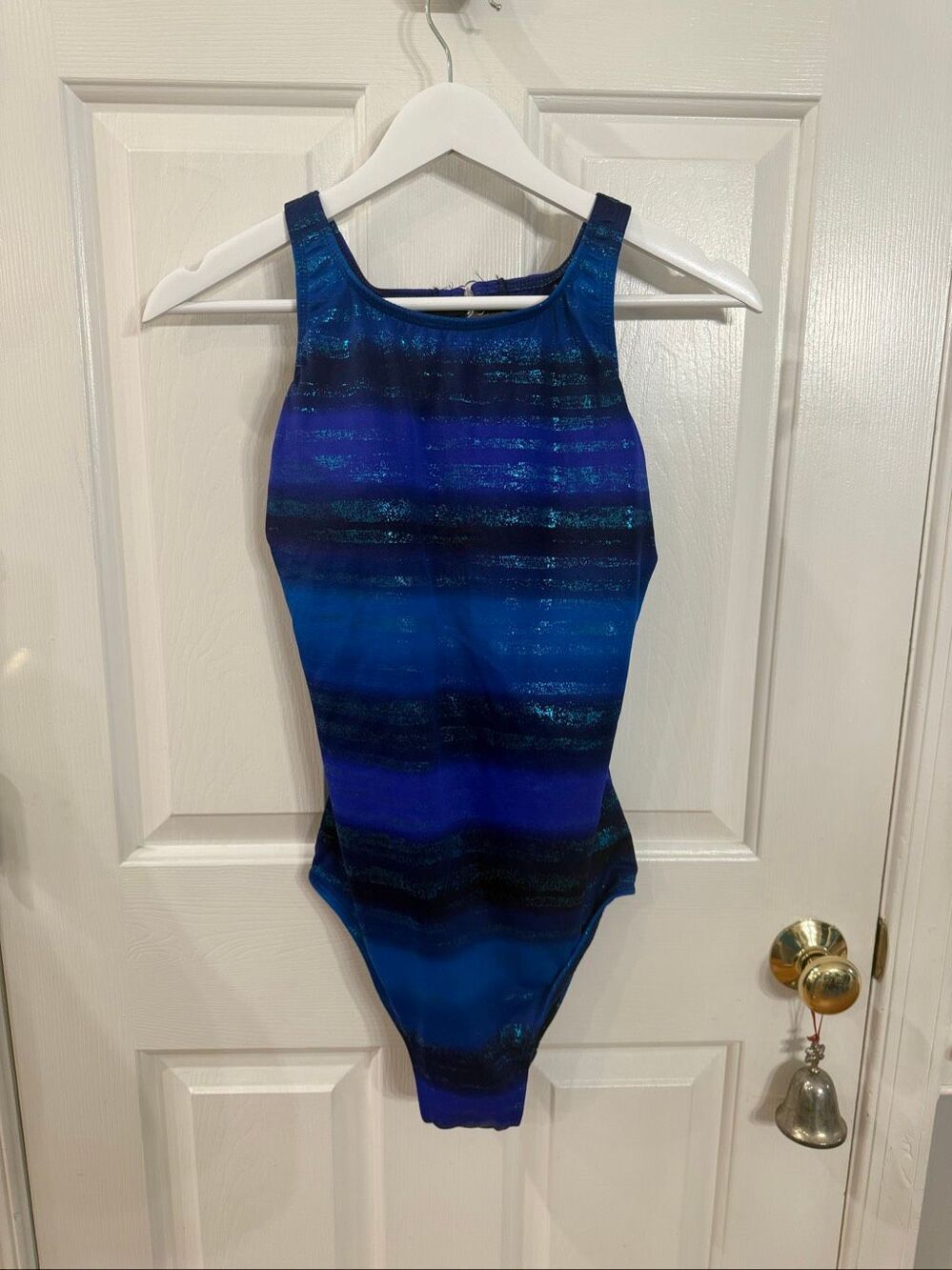 Longitude Blue & Purple Sparkle One Piece Swimsuit sz 14 NWT